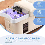 Professional Beauty Salon Shampoo Bed Head Spa Equipment with Water Circulation,Steamer,Shampoo Chair Luxury Head Care SPA Shampoo Bed (Beige)