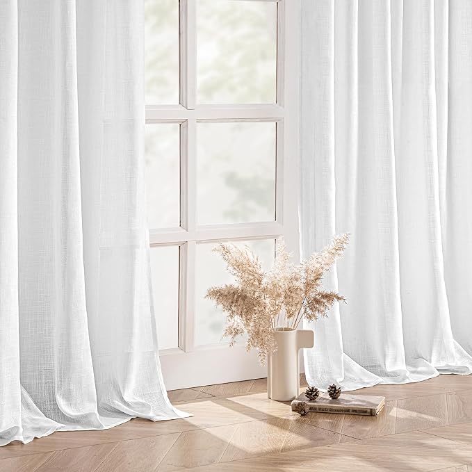 MIULEE White Linen Curtains Short 48 Inch Long 2 Panels - Image 5