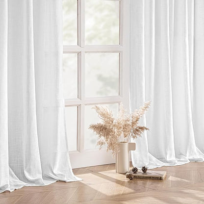 MIULEE White Linen Curtains 90 Inch Long 2 Panels - Image 5