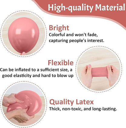 Paready Dusty Pink Balloons, 12 Inch Metallic Confetti Rose Gold Balloons Helium - Image 3