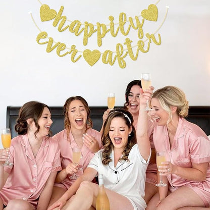 Happily Ever After Banner, Glod Glitter Engagement Decoration - Image 9