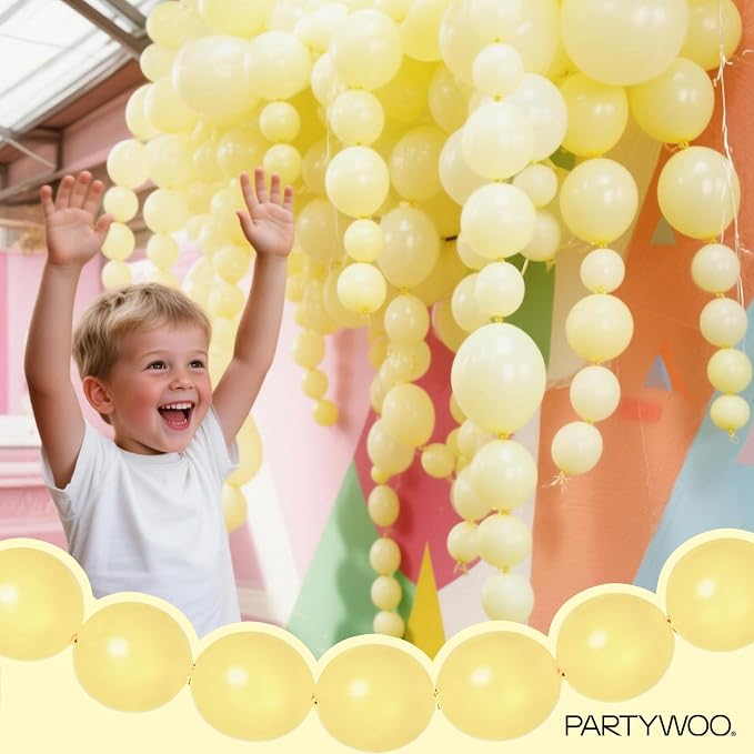 PartyWoo Pastel Yellow Linking Balloons 100pcs 6 Inch Yellow Link Balloons | - Image 3