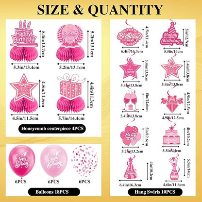 Pink Birthday Decorations for Women | Pre-Strung Happy Birthday Banner - Image 7