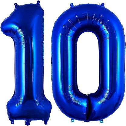 Navy Blue 10 Balloon Number, 40 Inch Number 10 Balloon Big Dark Blue Foil Mylar by BBPOOL