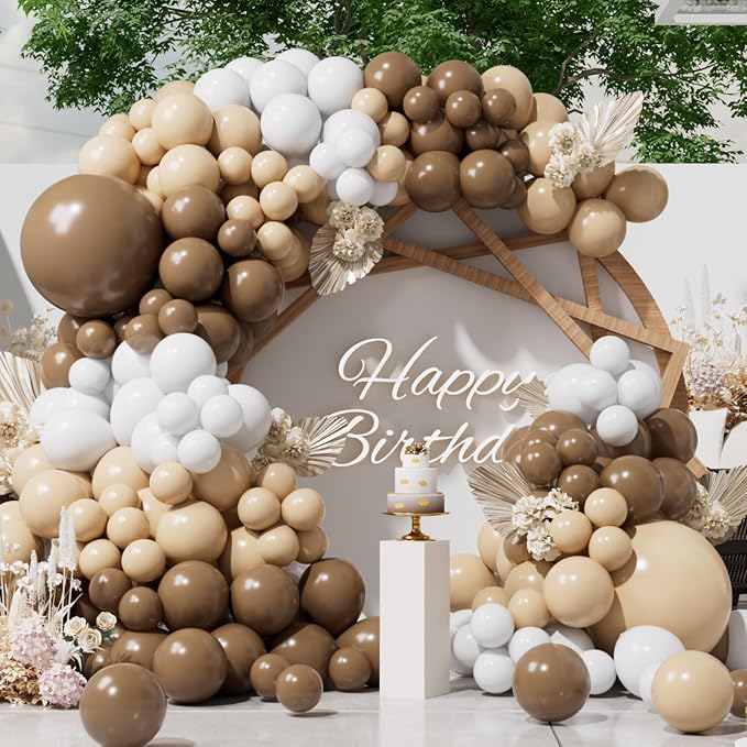 SUWEN 153Pcs Brown Balloons Garland Arch Kit 18 10 5 Inch Dark Light Brown | by SUWEN