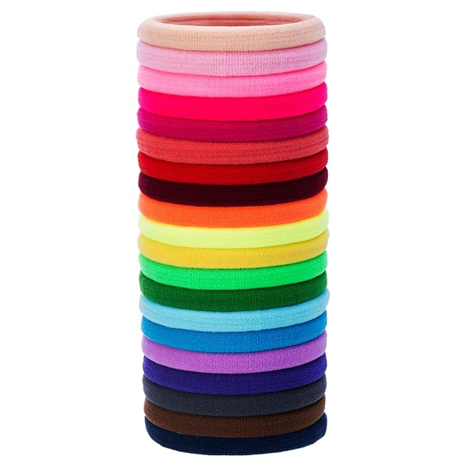 EBOOT 20 Pieces Large Stretchy Hair Ties Elastic Braids Bands Ponytail Holders Headband for Thick Heavy and Curly Hair School Home(5 cm in Diameter, 1 cm in Width,Multicolor)