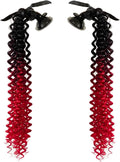 Helmet Pigtails Gradient Ramp Helmet Curly Ponytail Helmet Hair with Suction Cup for Motor Bike 2PCS (Helmet not Included) (Black deep red)