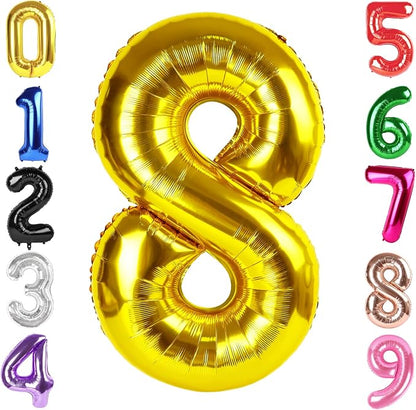 40 Inch Gold Number 8 Balloon Birthday Party Decorations by Hadoife