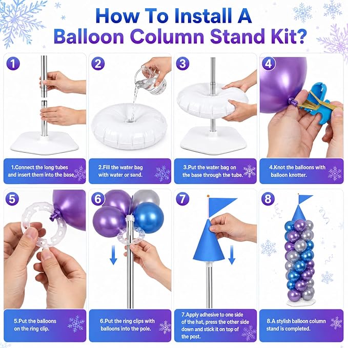 2 Sets Blue Princess Castle Balloon Column Stand Kit - Image 5
