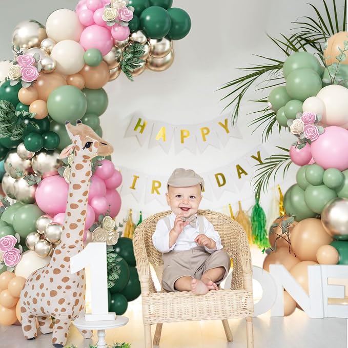 128Pcs Sage Green and Pink Balloon Arch Kit - Image 8