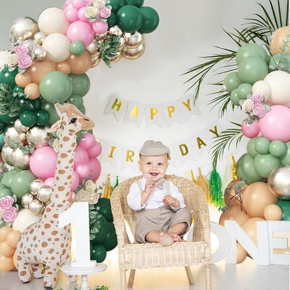 128Pcs Sage Green and Pink Balloon Arch Kit - Image 8