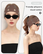 Grommet Headband for Women, Plus Brown 23cm Hollow Out Elastic Hair Band, Eyelets Punk Grunge Stylish Hairband