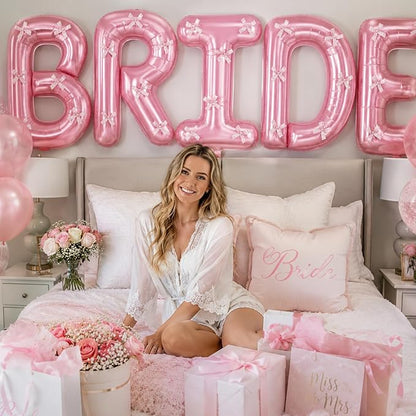 40 Inch BRIDE Balloons Engagement Party Decorations, Pearl Pink Bride Letter - Image 4