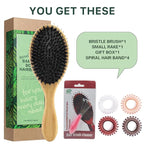 Boar Bristle Hair Brush,No Shampoo Hair Brush,Dry and Wet Detangling Gently Enhances Shine, Smooths Frizz and Prevents Breakage in Fine and Straight, Thick and Curly Hair
