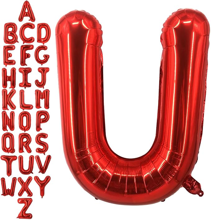 40 Inch Red Letter U Balloons, DIY Phrase Foil Alphabet Letter U Balloons DIY by LHOAVWE