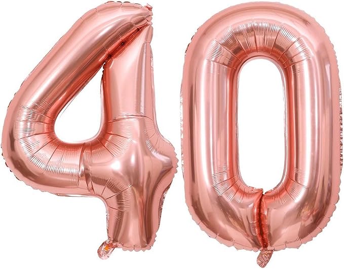 Rose Gold 40 Number Balloons, 40 Inch Giant Number 40 Balloons Foil Mylar by Lovoir