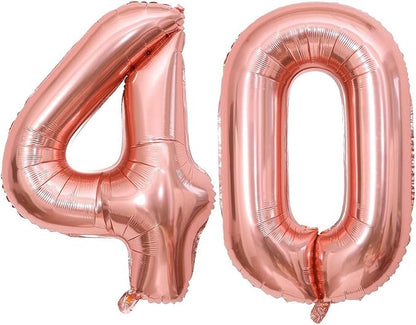 Rose Gold 40 Number Balloons, 40 Inch Giant Number 40 Balloons Foil Mylar by Lovoir