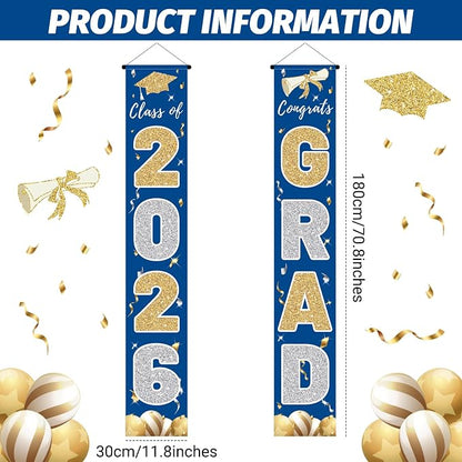 Graduation Decorations 2026, Class of 2026 Banner Congrats Grad | Blue Porch - Image 2