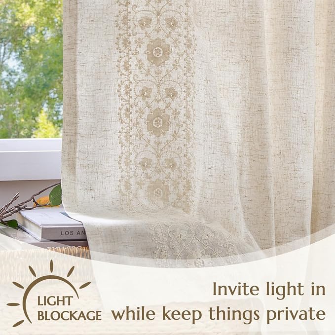 jinchan Floral Linen Curtains - Image 5