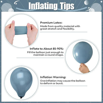 Dusty Blue and Yellow Balloons, 12Inch Slate Pastel Light Blue and Yellow - Image 9