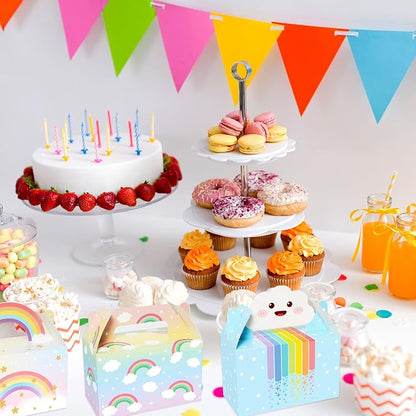 Tevxj 24 Pack Rainbow Party Favor Boxes Cloud Birthday Treat Bags Pastel - Image 6