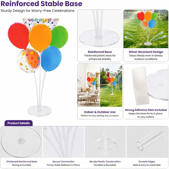 6 Sets Balloon Stand Kit for Table, Balloon Holder Sticks - Image 5