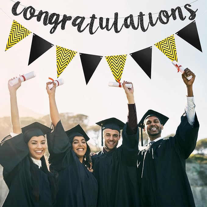 Boao Pre-Strung Congratulations Banner Sign Glitter Congratulation Banner 10 ft - Image 4