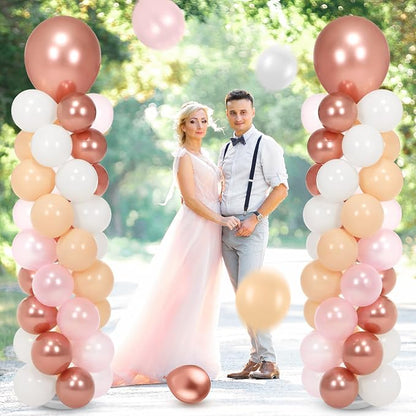Jenaai 2 Sets 163 Pcs Pink Metallic Rose Gold Balloons Column Stand Kit Bridal - Image 7