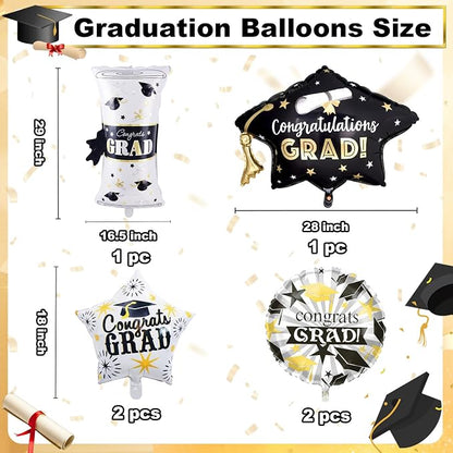 2026 Graduation Foil Balloons Decorations Set, 2026 Graduation CapScroll Balloon - Image 2