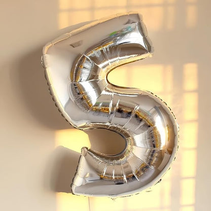 Silver Foil Balloon Number 8 for Boys, Large Number 8 Helium Balloon for Women - Image 4