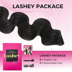 Lashey Seamless Clip in Hair Extensions Human Hair 130g 7pcs Body Wave 22 Inch Natural Black Thick Remy Hair Extensions with Full End