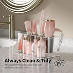NIUBEE Hair Tool Organizer, Clear Acrylic Hair Dryer and Styling Organizer, Bathroom Countertop Blow Dryer Holder, Vanity Caddy Storage Stand for Accessories, Makeup, Toiletries