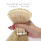 Lacer 22 Inch Hair Extensions Tape in Remy Human Hair Natural Platinum Blonde Color PU Skin Weft Double Side Real Human Hair Tape in Hair Extemsions 50g 20pcs/set