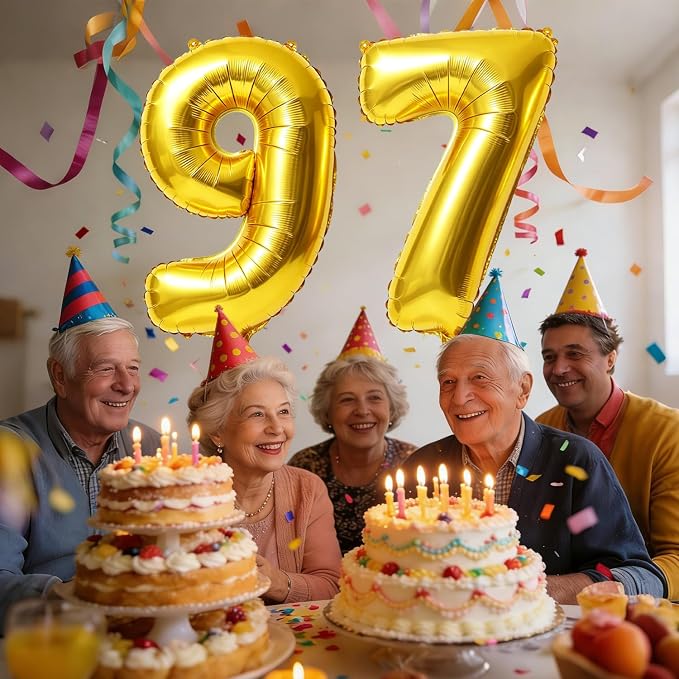 40 Inch Number 97 Balloons for 97th Birthday Party Decorations, 0-100 Gold - Image 2