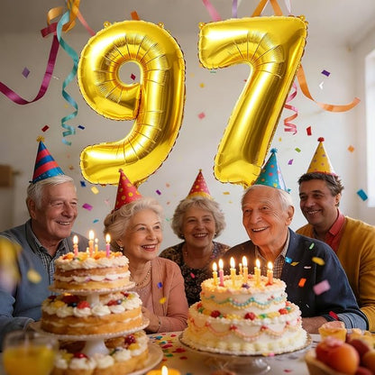 40 Inch Number 97 Balloons for 97th Birthday Party Decorations, 0-100 Gold - Image 2