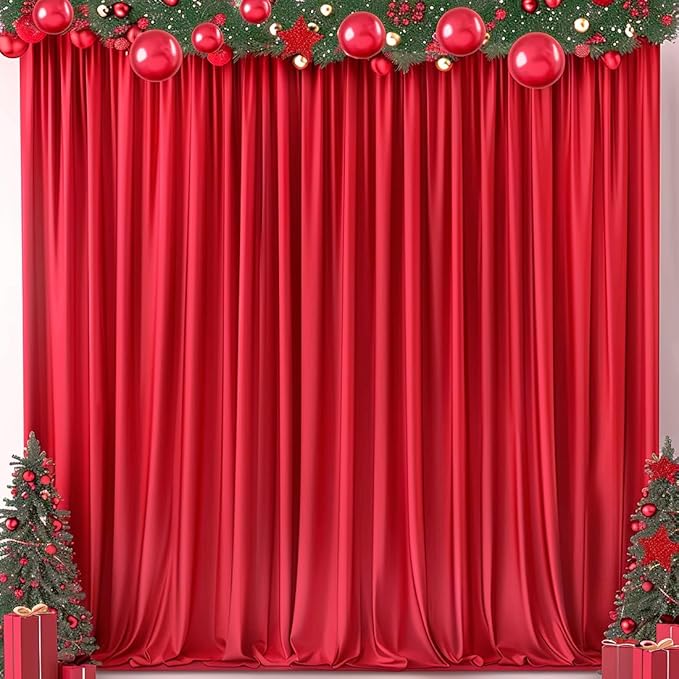 30x10ft Wrinkle Free Red Backdrop Curtain - Image 5