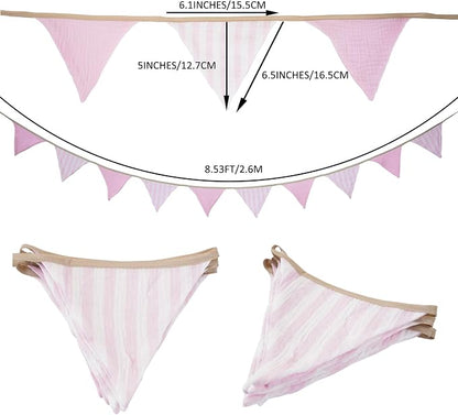 2Pcs Triangle Bunting Flag No-DIY Cotton Fabric Garland Reusable Party Banner - Image 4