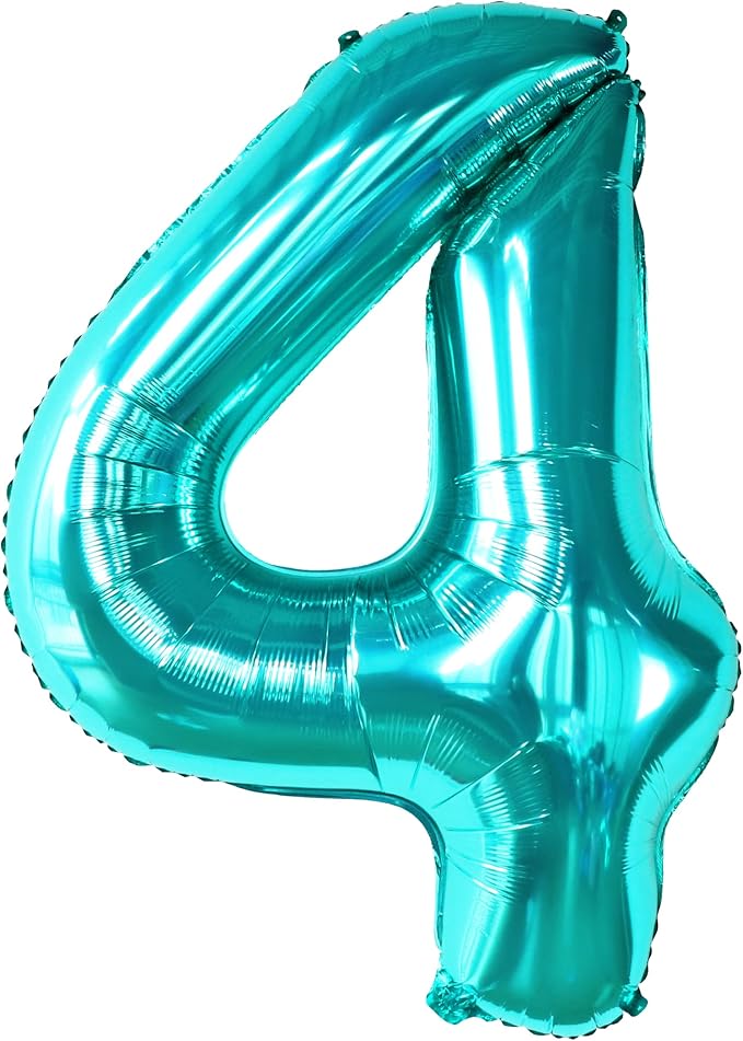 KatchOn Aqua Blue Number 4 Balloon 40 Inch | Mermaid Number 4 Balloon - Image 9