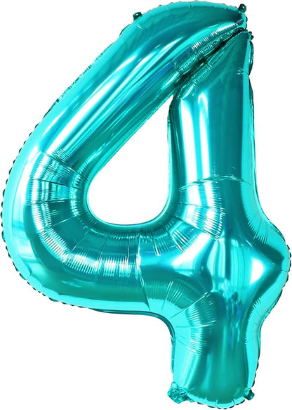 KatchOn Aqua Blue Number 4 Balloon 40 Inch | Mermaid Number 4 Balloon - Image 9