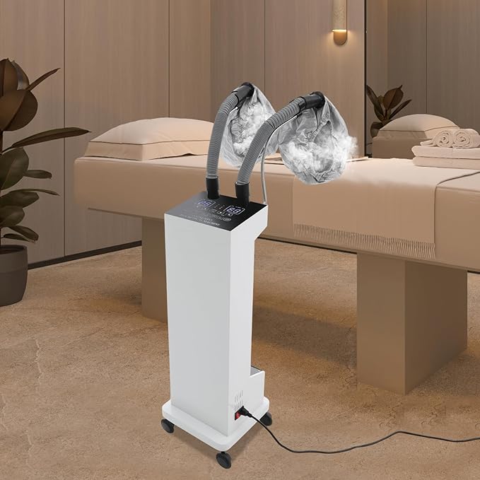 Professional Hair Steamer Machine with Adjustable Temperature,650W Hair Steamer,Dual Tube Steam Hair Care System,Salon Spa Equipment for Deep Hair Care Repair, Hair Styling (White)