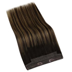 YoungSee Wire Human Hair Extensions Brown Wire Hair Extensions Human Hair Balayage Darkest Brown with Medium Brown Fish Line Hair Extension Real Human Hair 80G 16In