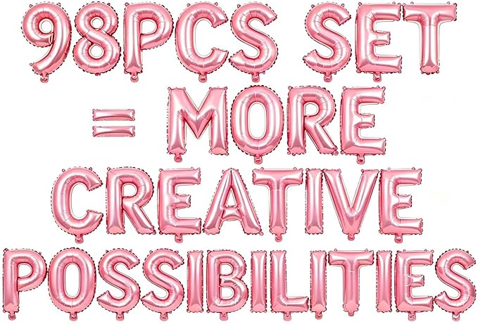 98 Pcs Pastel Pink Letter Balloons, Custom 3 Set A-Z Set by GOGAKIE