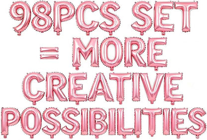 98 Pcs Pastel Pink Letter Balloons, Custom 3 Set A-Z Set by GOGAKIE
