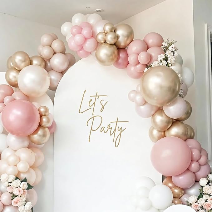 Dusty Pink and Gold Balloons, 12 Inch Apricot Champagne Gold Balloons Helium - Image 4