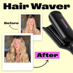 Trademark Beauty Hair Waver - Double Barrel Hair Crimper, Beach Waves Curling Iron, Babe Waves X, Adjustable Temperature Hair Curler, Hair Styling Tools, 1.25" - Black