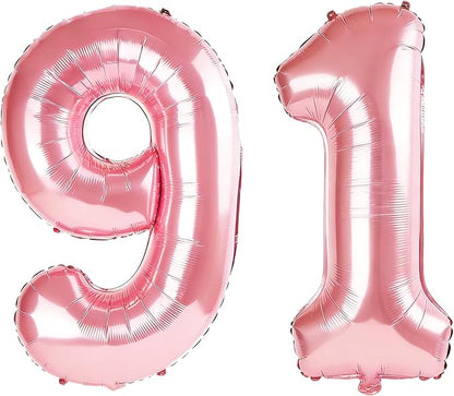 40 Inch Number 91 Balloons for 91st Birthday Party Decorations, 0-100 Jewelry by FOBELEC