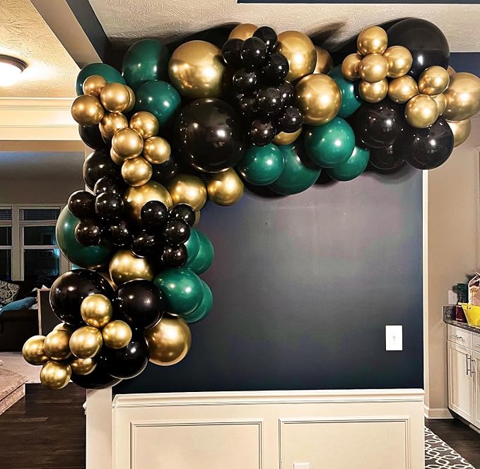 Green and Gold Black Balloon Arch Kit - Image 6