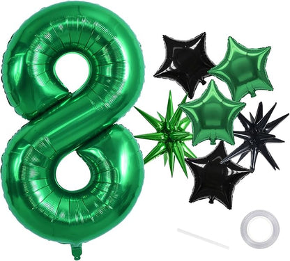 TONIFUL 8th Birthday Balloons Kit 40 Inch Dark Green Large Number 8 Balloon | by TONIFUL