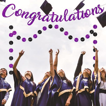 Purple Congratulations Banner Sign Prestrung Congrats Banner Garland - Image 6