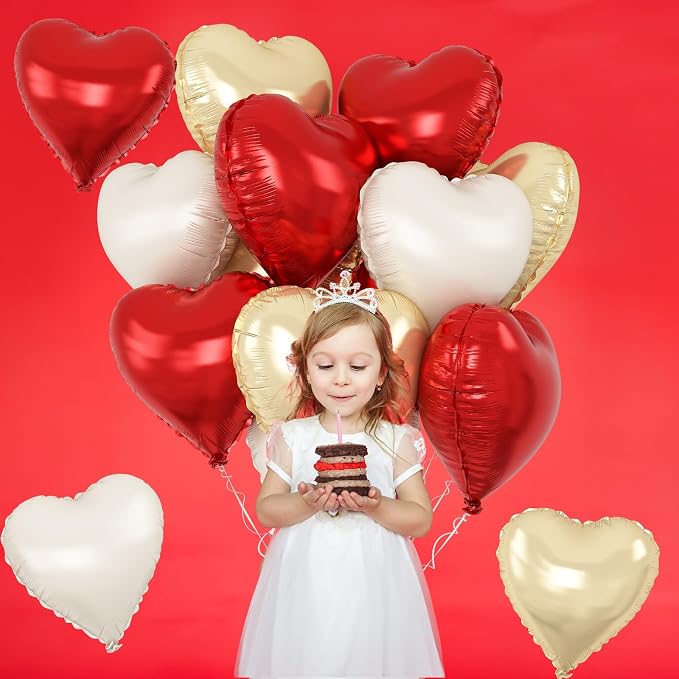Red Gold Heart Balloons Foil - Image 6